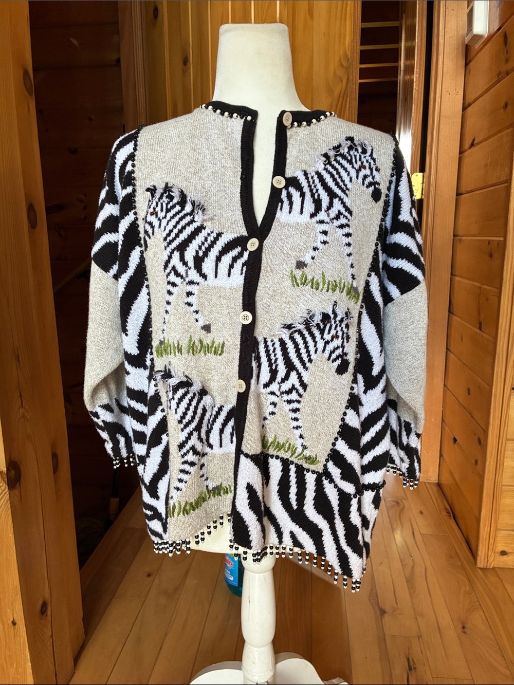 Design options by Philip & Jane Gordon vintage beaded zebra cardigan